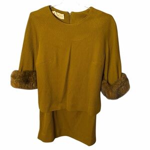 Elegant Long Sleeve Dress with Faux Fur Cuffs